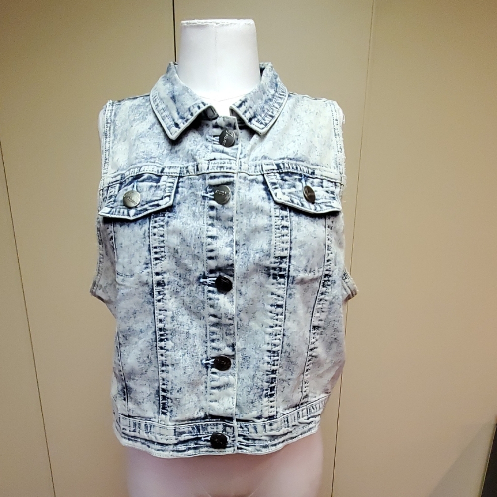 Distressed jean jacket